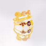 Anello regolabile personalizzato 1-6 fiori di nascita colorati con nome Gioielli delicati Regalo di compleanno e anniversario per la mamma e la nonna