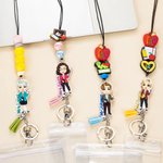Personalized Apple Notebook Pencil Cartoon Character Detachable Lanyard with Key Ring and Text Funny Appreciation Back to School Gift for Teacher