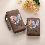 Personalised Birth Flower Butterfly PU Leather Wristlet Wallet with Name and Multiple Card Slots Birthday Bridal Party Anniversary Gift for Her