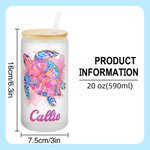 Personalisierte Aquarell Ozean Elemente 20 oz mattiertes Glas mit Namen und Stroh Reise Geburtstag Geschenk für Familie Freunde