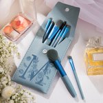 Personalized Floral Initial Makeup Brush Bag with 8 Pcs Makeup Brushes Travel Essentials Birthday Wedding Gift for Women