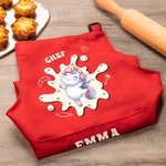 Personalised Cute Animal Fantasy Unicorn Adjustable Kid Apron Chef Hat Set with Name Cooking Handcraft Activities Birthday Holiday Gift for Kids