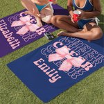 Henkilökohtainen vaaleanpunainen Cheer Bow Nopea kuivaus ylimitoitettu rantapyyhe nimellä Kesäloma Beach Party lahja Cheerleaders tytöille