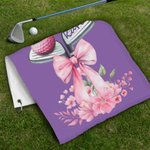 Personalisierte Golf Club Bow Flower Quick Dry Waffel Sport Handtuch mit Namen und hängenden Clip Game Day Geburtstagsgeschenk für Frauen Golfliebhaber