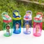 Personlig mini boss barnvattenflaska 475 ml med sugrör spillsäkert lock och karaktärsnamn perfekt som födelsedagspresent för flickor och pojkar