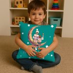 Personalized Moon Star Cartoon Mom and Kid Soft Throw Pillow Cover with Names and Text Home Decor Birthday Gift for Mother Kid