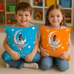 Personalized Moon Star Cartoon Mom and Kid Soft Throw Pillow Cover with Names and Text Home Decor Birthday Gift for Mother Kid