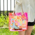 Personalised Marine Animals Flowers Waterproof Holographic Clear Tote Bag with Name Beach Accessories Birthday Anniversary Gift for Women