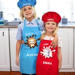 Personalised Cute Animal Fantasy Unicorn Adjustable Kid Apron Chef Hat Set with Name Cooking Handcraft Activities Birthday Holiday Gift for Kids