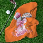 Personalisierte Golf Club Bow Flower Quick Dry Waffel Sport Handtuch mit Namen und hängenden Clip Game Day Geburtstagsgeschenk für Frauen Golfliebhaber