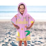 Asciugamano da spiaggia con cappuccio personalizzato con nome e modelli frutte animali marini spiggia regalo di vacanze estive per bambini e ragazzi