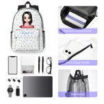 Personalisierte Floral Bow Cartoon Buntstift Charakter Kind Rucksack mit Namen und Seitentaschen Geburtstag zurück zu Schule Geschenk für Jungen Mädchen