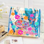 Personalised Marine Animals Flowers Waterproof Holographic Clear Tote Bag with Name Beach Accessories Birthday Anniversary Gift for Women