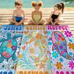 Personalised Floral Turtle Seahorse Whale Dolphin Quick Dry Beach Towel with Name Summer Holiday Accessories Birthday Gift for Family Friend