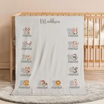 Personalisierte niedliche Tier monatlich Meilenstein Decke mit Namen Foto Prop Geburtstag Baby Dusche Geschenk für Neugeborene