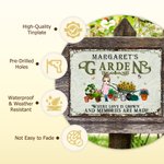Personalized Cartoon Character Vintage Garden Metal Sign with Name Garden Decor Housewarming Birthday Gift for Grandma Mom Gardening Lovers