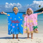 Asciugamano da spiaggia con cappuccio personalizzato con nome e modelli frutte animali marini spiggia regalo di vacanze estive per bambini e ragazzi