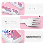 Personalized Fantasy Unicorn Initial Kid's Fork Spoon Knife 3 Pcs Cutlery Set with Name and Case Birthday Back to School Gift for Kids