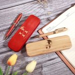 Personalised Engraved Graduation Cap Initial Wooden Ballpoint Pen and Case Set with Name School Name and Year Graduation Gift for Graduates