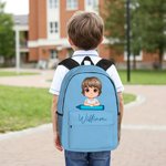 Personalisierte Floral Bow Cartoon Buntstift Charakter Kind Rucksack mit Namen und Seitentaschen Geburtstag zurück zu Schule Geschenk für Jungen Mädchen