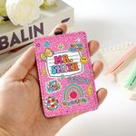 Portabadge personalizzato in pelle PU con testo e cordino Regalo per il giorno della scuola per l'insegnante