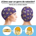 Gorro de natación personalizado cómodo con 1 a 3 fotos faciales y diseño de 3 dibujos accesorio regalo de cumpleaños para adultos