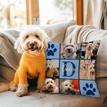 Personalizzato Multicolore Paw Print Pet Photos Soft Throw Pillow Cover with Name and Initial Home Decor Birthday Gift for Pet Lovers Owners (Regalo di compleanno per gli amanti degli animali domestic