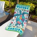 Personalised Floral Turtle Seahorse Whale Dolphin Quick Dry Beach Towel with Name Summer Holiday Accessories Birthday Gift for Family Friend