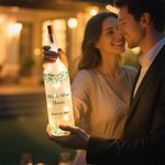 Personalized Eucalyptus Text & Date LED Night Light Frosted Bottle Lamp Valentine's Day Anniversary Wedding Gift for Newlyweds Couples