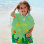 Asciugamano da spiaggia con cappuccio personalizzato con nome e modelli frutte animali marini spiggia regalo di vacanze estive per bambini e ragazzi