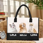 Bolsa de lona personalizada con 1 a 3 fotos de mascotas y nombres accesorios gran capacidad regalo de cumpleaños para amantes de mascotas