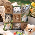 Personalizzato Multicolore Paw Print Pet Photos Soft Throw Pillow Cover with Name and Initial Home Decor Birthday Gift for Pet Lovers Owners (Regalo di compleanno per gli amanti degli animali domestic