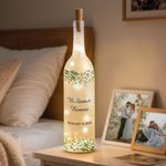 Personalized Eucalyptus Text & Date LED Night Light Frosted Bottle Lamp Valentine's Day Anniversary Wedding Gift for Newlyweds Couples
