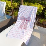 Personlig rosa Coquette Bow Snabbtorkande överdimensionerad strandhandduk med namn Sommar Semester Pool Party Present till flickor Vänner