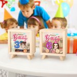 Ballon personnalisé Happy Birthday Cartoon Kid Wooden Clear Money Box Piggy Bank with Name Desk Decor Birthday Gift for Boys Girls