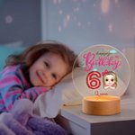 Personalized Cloud Balloon Happy Birthday Cartoon Kid Acrylic LED Night Light with Wooden Base and Name Home Decor Birthday Gift for Boys Girls