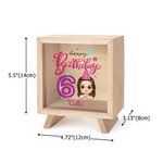 Ballon personnalisé Happy Birthday Cartoon Kid Wooden Clear Money Box Piggy Bank with Name Desk Decor Birthday Gift for Boys Girls