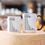 Personalized Funny Vocabulary Design Ceramic Coffee Mug with Name Daily Use Birthday Gift for Colleague Friend