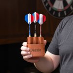 Personalized PU Leather Dart Case with Engraved Text and Holding 3 Darts Tournament Accessories Birthday Gift for Dart Lovers
