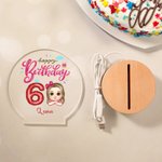 Personalized Cloud Balloon Happy Birthday Cartoon Kid Acrylic LED Night Light with Wooden Base and Name Home Decor Birthday Gift for Boys Girls