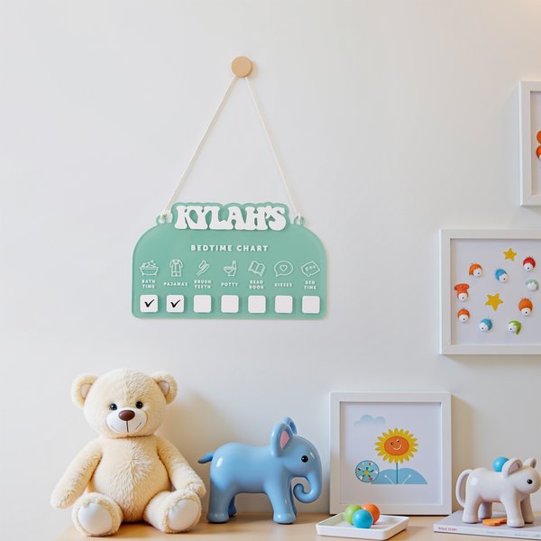 Personalized Multicolour Acrylic Bedtime Routine Chart Kid Daily Checklist with Name Home Decor Birthday Gift for Boys Girls