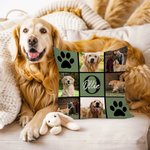 Personalizzato Multicolore Paw Print Pet Photos Soft Throw Pillow Cover with Name and Initial Home Decor Birthday Gift for Pet Lovers Owners (Regalo di compleanno per gli amanti degli animali domestic