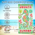 Personalised Floral Turtle Seahorse Whale Dolphin Quick Dry Beach Towel with Name Summer Holiday Accessories Birthday Gift for Family Friend
