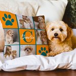 Personalizzato Multicolore Paw Print Pet Photos Soft Throw Pillow Cover with Name and Initial Home Decor Birthday Gift for Pet Lovers Owners (Regalo di compleanno per gli amanti degli animali domestic