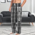 Personalized Best Dad Ever Plaid Soft Drawstring Pajama Pants with Name and Text Birthday Anniversary Gift for Dad Husband Grandpa