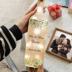 Personalized Eucalyptus Text & Date LED Night Light Frosted Bottle Lamp Valentine's Day Anniversary Wedding Gift for Newlyweds Couples