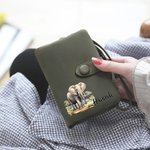 Personalized Watercolor Wild Elephant PU Leather Wallet with Card Slots and Name Birthday Anniversary Travel Gift for Family Friends
