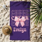 Henkilökohtainen vaaleanpunainen Cheer Bow Nopea kuivaus ylimitoitettu rantapyyhe nimellä Kesäloma Beach Party lahja Cheerleaders tytöille