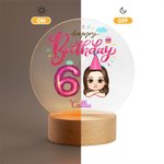 Personalized Cloud Balloon Happy Birthday Cartoon Kid Acrylic LED Night Light with Wooden Base and Name Home Decor Birthday Gift for Boys Girls