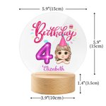 Personalized Cloud Balloon Happy Birthday Cartoon Kid Acrylic LED Night Light with Wooden Base and Name Home Decor Birthday Gift for Boys Girls